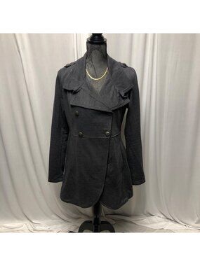 LA Kitty Peacoat Womens Size Medium Stylish Charcoal Gray Double Breasted Jacket